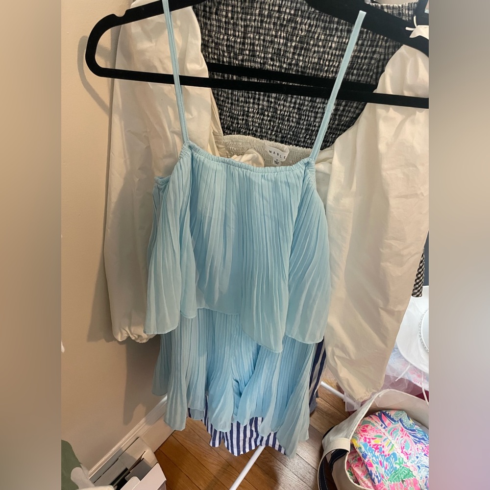 Light Blue Ruffled Romper - Picture 2 of 5